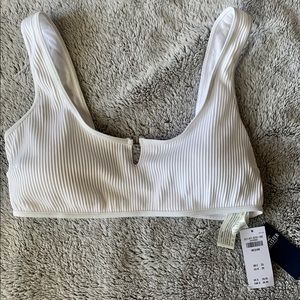 Hollister white ribbed bikini top